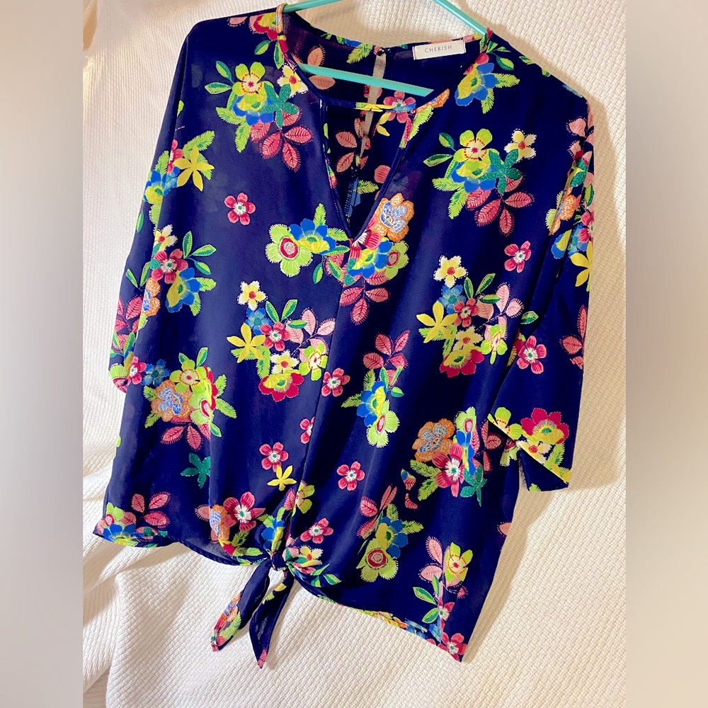 Floral V Neck Top